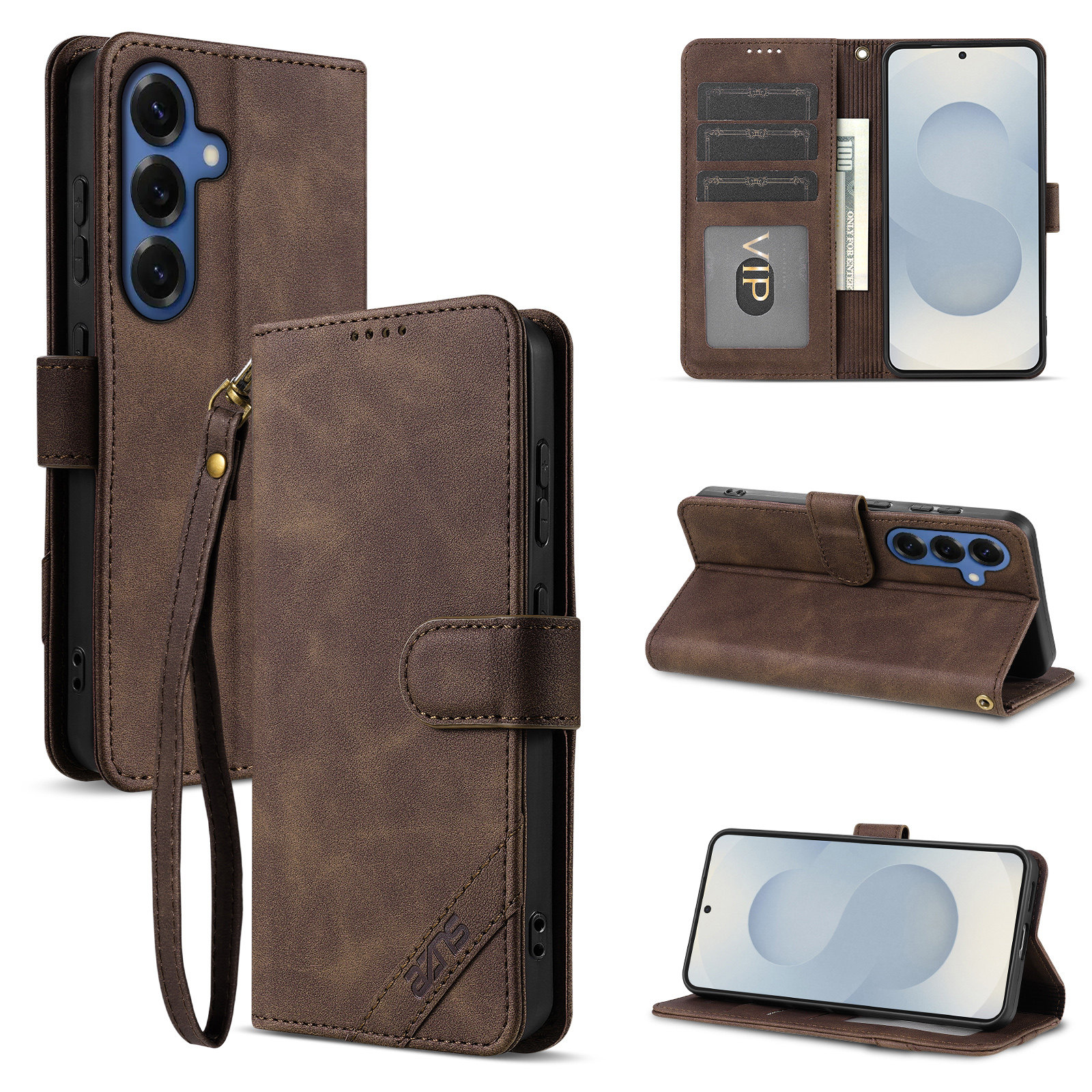 适用三星S26手机壳三星Galaxy S26防摔翻盖皮套插卡钱包款式全包软胶保护套男女时尚软胶简约皮夹高档耐用