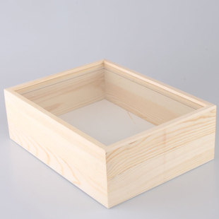 加高加厚松木透明玻璃面生物标本展示盒昆虫标本矿石鼠类标本盒