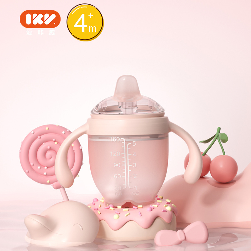 爆款IKV爱咔威硅胶鸭嘴学饮杯婴儿奶喝水吸管杯儿童