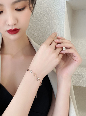 雏菊手链ins小众设计钛钢女