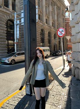 ke7en 私服不撞款！新水洗色系带灰绿色宽松休闲夹克感大外套