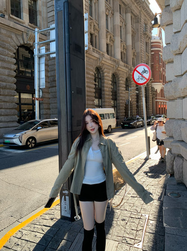 ke7en 私服不撞款！新水洗色系带灰绿色宽松休闲夹克感大外套