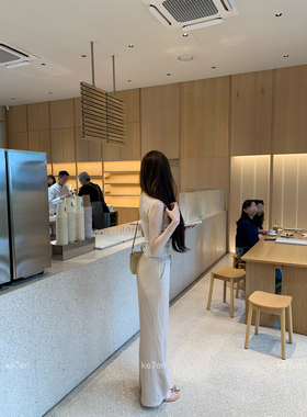 ke7en【4.26 20点上新】豆沙粉的亚麻裤无腰头哑光感休闲长裤