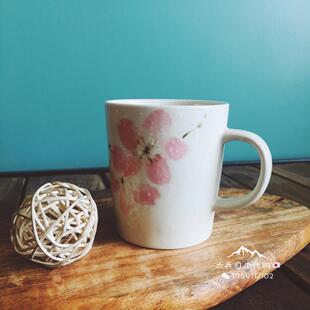 现货日本美浓烧瓷器三山樱花粉红色陶瓷杯咖啡杯办公室水杯马克杯