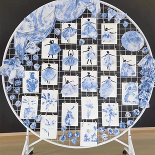 非遗环创扎染剪影女孩幼儿园创意材料班级墙面墙饰贴相框照片墙