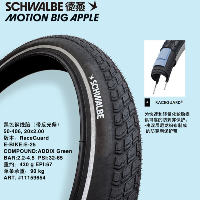德燕世文MOTION BIG APPLE P8的苹果胎外胎小轮径 406轻量20x2.00