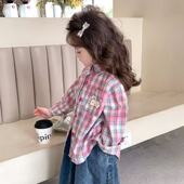 长袖 女童格子衬衫 洋气时髦童装 女宝春装 简约儿童衬衣外套 2025新款
