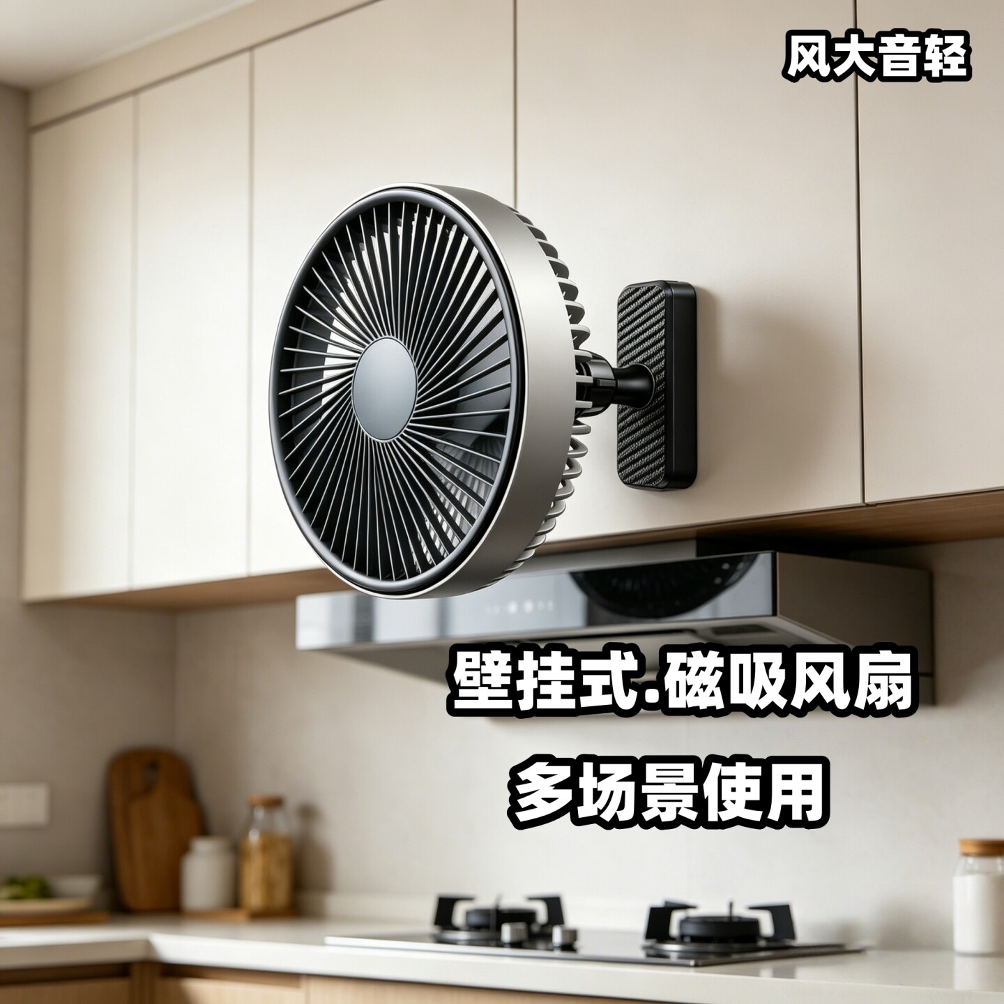 磁吸壁挂免打孔充电风扇