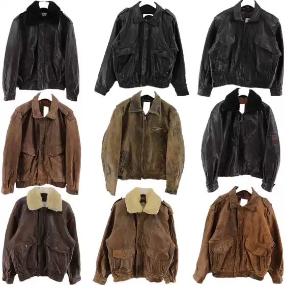 Vintage Leather Jacket Men's A2 Retro Short Loose Pilot Leather Coat Real Leather N151