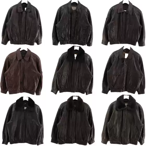 Vintage Leather Jacket American Style Short Loose Bomber Leather Jacket down Jacket Liner Coat D162