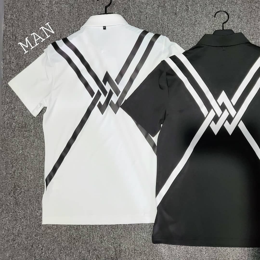 外贸原单高尔夫服装铆钉潮款印花男女同款情侣POLO衫时尚气质潮流