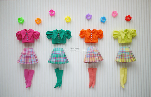 豆爷の店blythe小布套装彩色格子