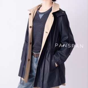 战袍外套女 AB双面穿风衣撞色连帽两件套松驰老钱经典 PAN秋季 新款