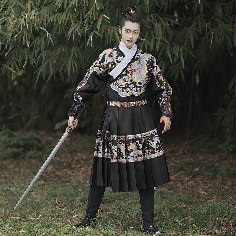 MO QIANYAN의 오리지널  FEIYU 양복 남자 스티커 중국식 모조 메이크업 꽃무늬 금단 의상 양궁 비후행 비전통 의상