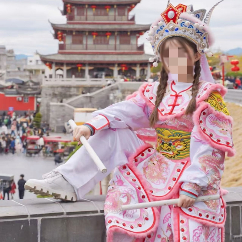 潮汕女子英歌舞白粉蓝正龙英歌服装头饰套装游神舞台演出服旅拍