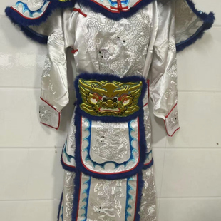 潮汕英歌服白金正龙战甲水浒好汉服饰潮汕英歌舞服装头饰游神演出