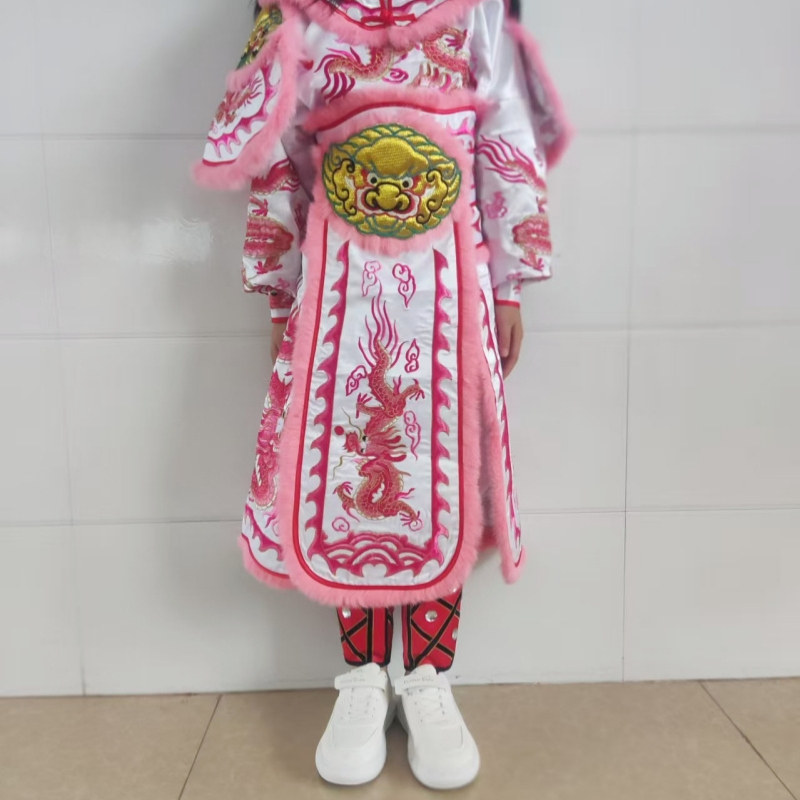 潮汕儿童正龙白粉白蓝英歌舞服装图片