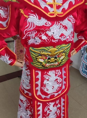 潮汕英歌舞红色正龙英歌服装头饰套装游神营老爷舞台演出表演服饰