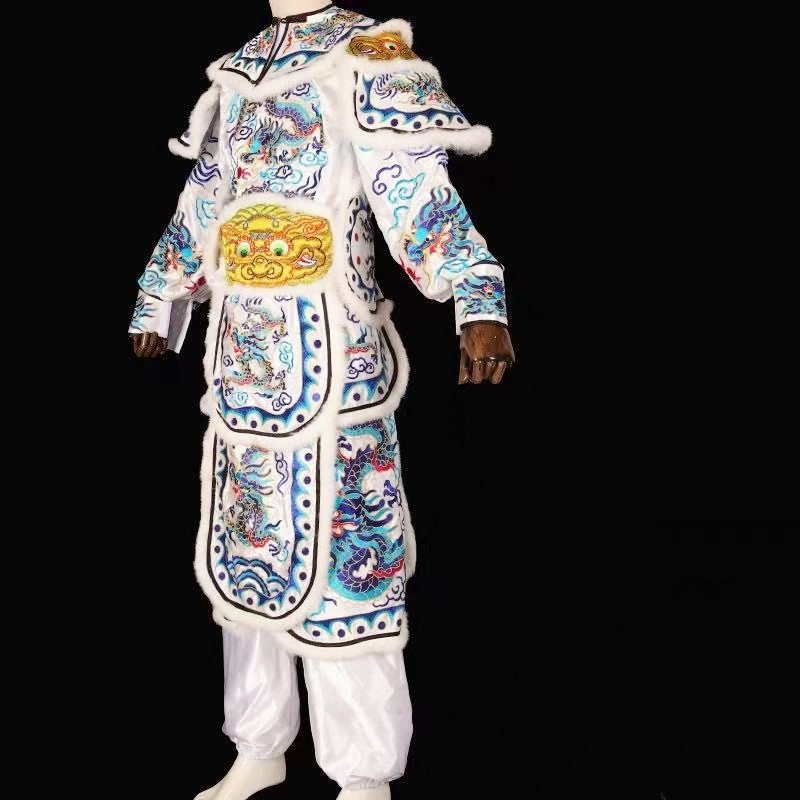 潮汕正龙英歌舞服装战甲关胜服装游神演出服装英歌头饰头盔锣鼓队