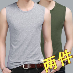 t恤外穿2件 黑色背心男士 夏潮流坎肩健身篮球运动宽肩莫代尔无袖
