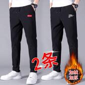 男士 宽松运动裤 加绒加厚休闲长裤 大码 男潮 子弹力百搭直筒裤 秋冬季