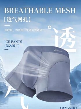 稻草人夏季空调内裤男士冰丝平角内裤无痕桑蚕丝裆3条盒装
