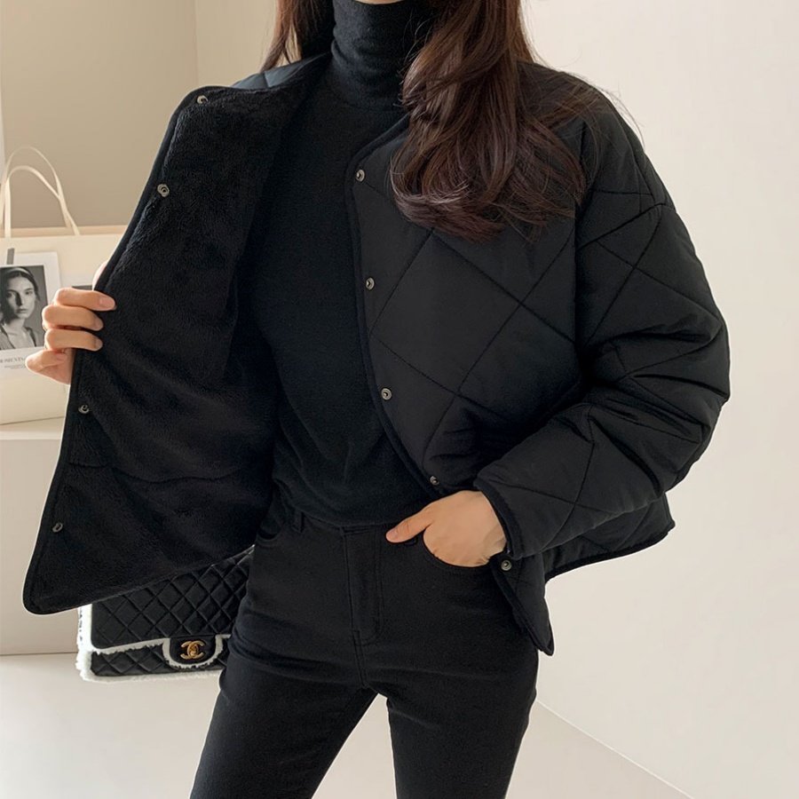 韩国ins复古气质简约保暖宽松单排扣菱格口袋加绒棉衣棉服女,女装/女士精品,棉衣/棉服,淘宝优惠券,粉丝福利购,淘宝优惠卷