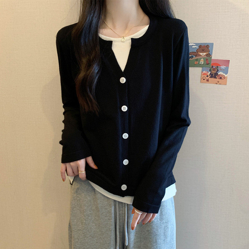 实拍大码女装春装新款胖妹妹假两件针织衫显瘦遮肚子宽松长袖上衣,女装/女士精品,大码内搭,淘宝优惠券,粉丝福利购,淘宝优惠卷