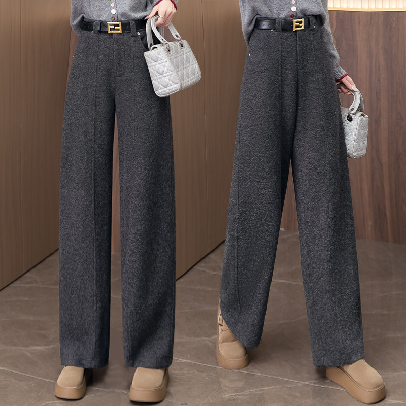 信用极好实拍弯刀阔腿裤女2025秋冬季新款高腰垂感休闲宽松直筒裤