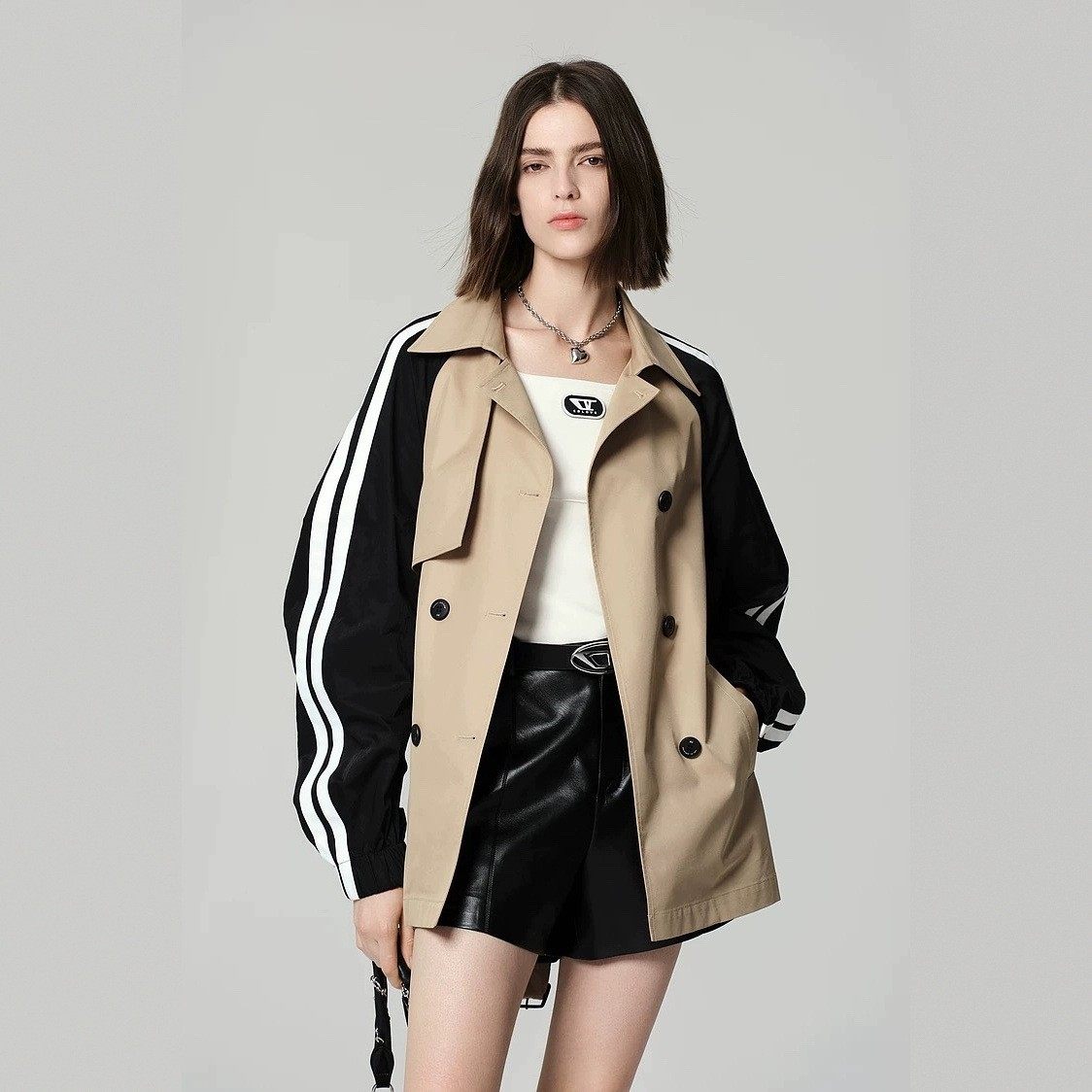 春季新品宽松工装中长款风衣拼接设计感复古休闲时尚上衣,女装/女士精品,风衣,淘宝优惠券,粉丝福利购,淘宝优惠卷