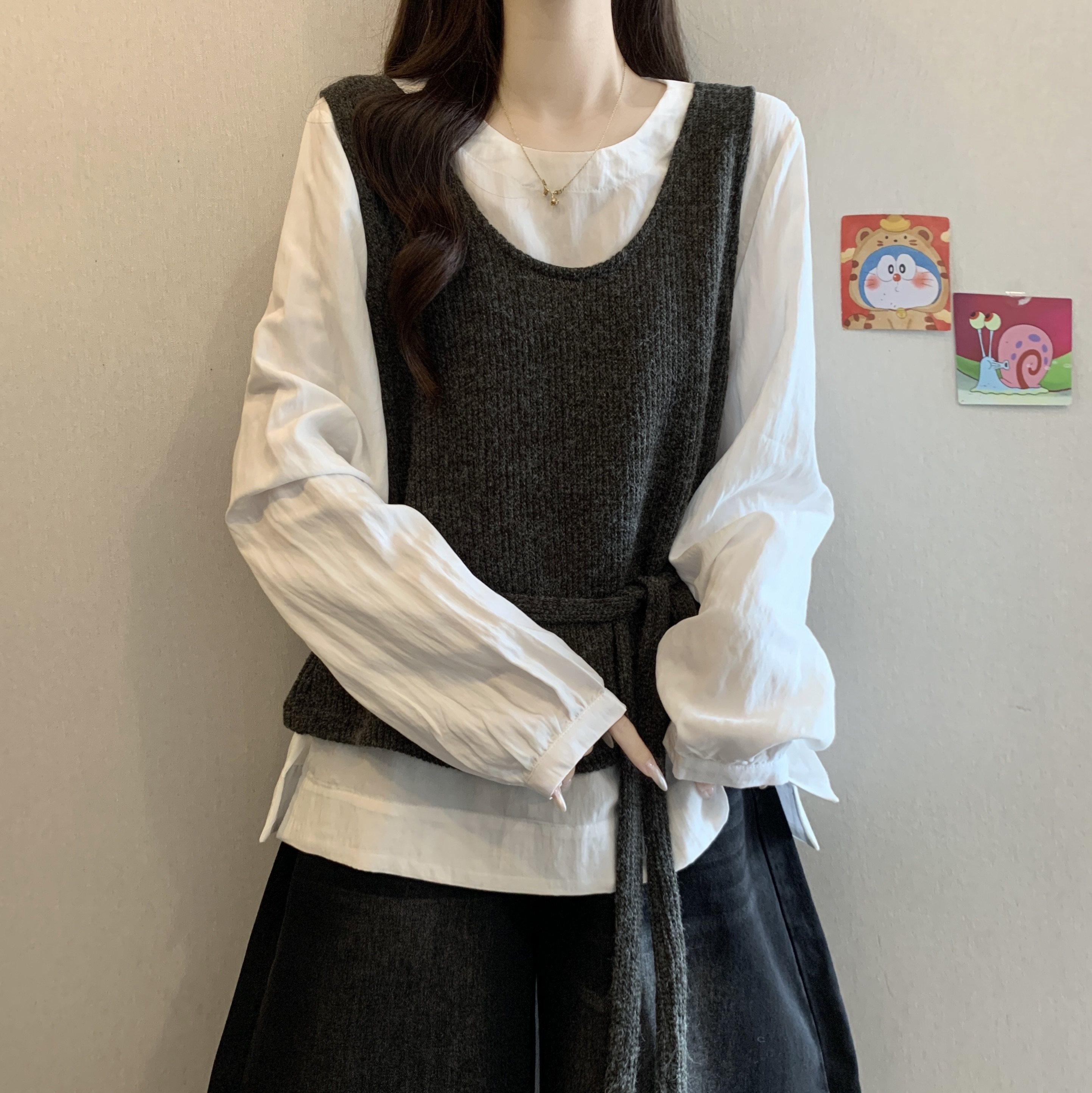 大码女装2026新款韩系穿搭一整套女针织吊带背心+长袖圆领衬衫,女装/女士精品,大码套装,淘宝优惠券,粉丝福利购,淘宝优惠卷