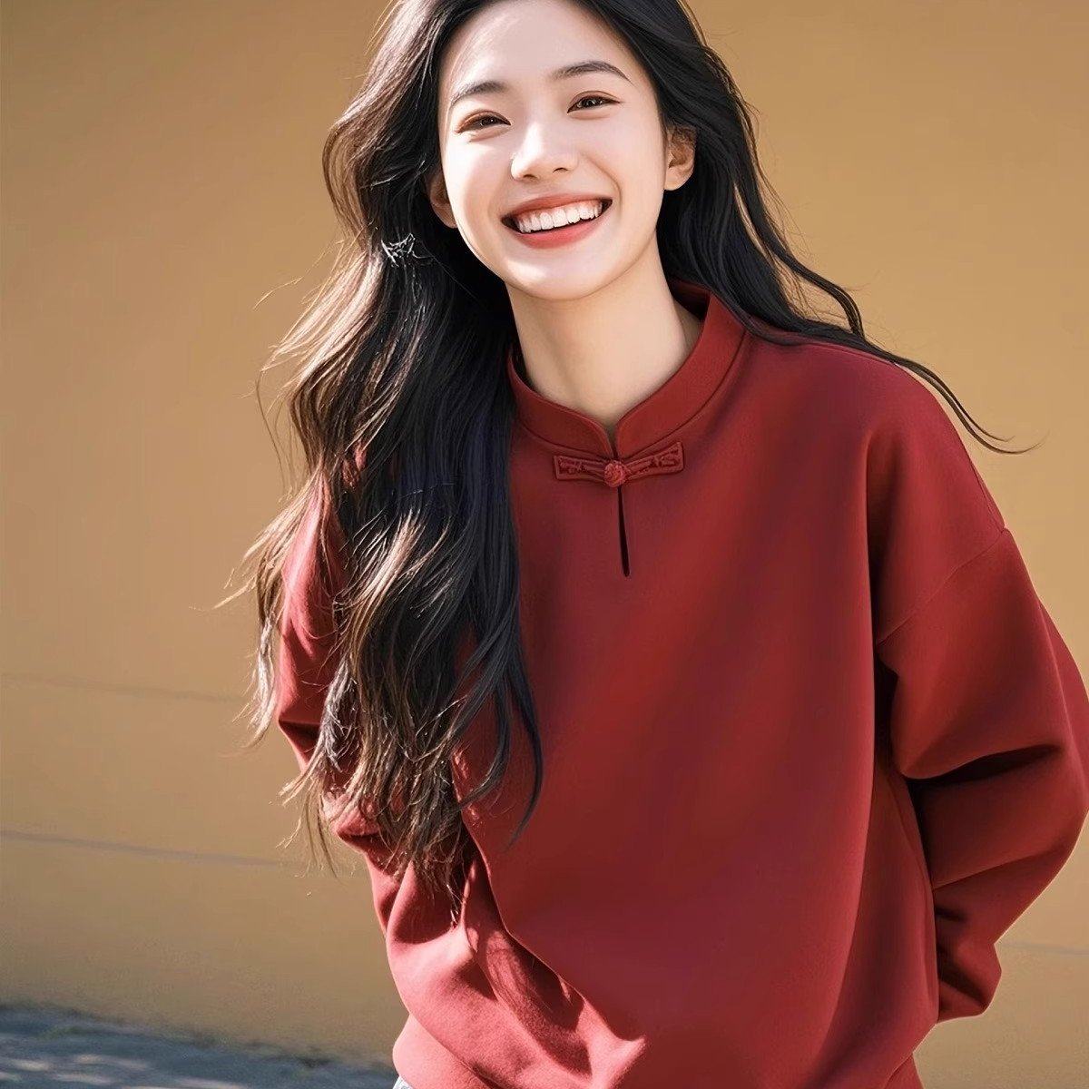 安可拉红穿搭新中式轻国风酒红色盘扣卫衣女秋冬季2024新款小个子,女装/女士精品,卫衣/绒衫,淘宝优惠券,粉丝福利购,淘宝优惠卷