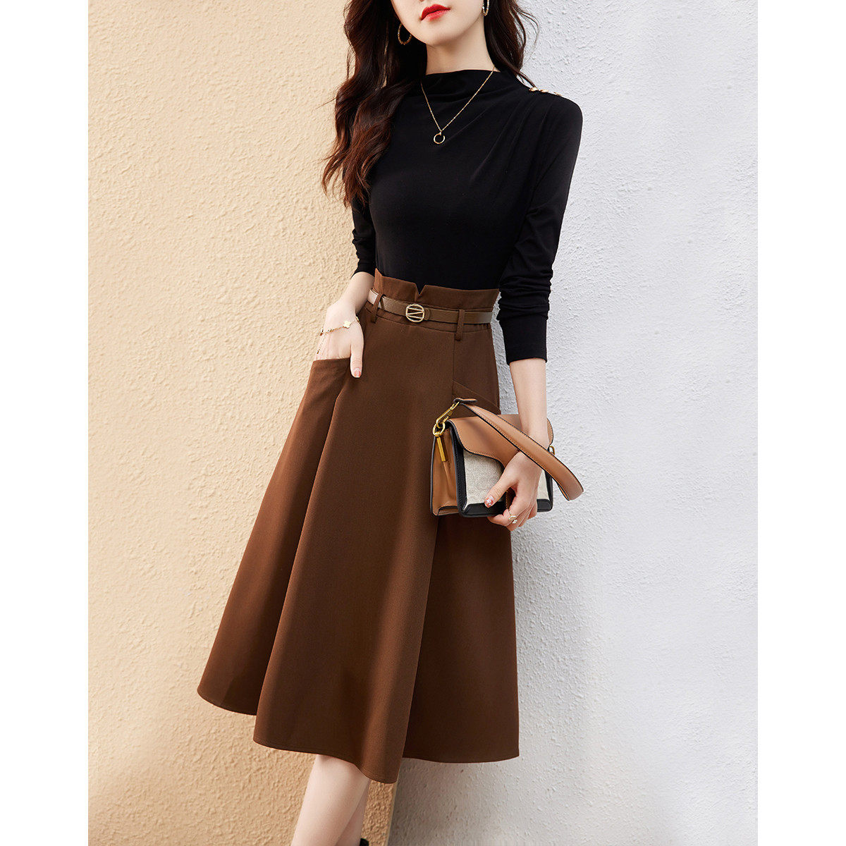 优质2024春季新款都市时尚气质显瘦显高经典别致女士假两件连衣裙,女装/女士精品,连衣裙,淘宝优惠券,粉丝福利购,淘宝优惠卷