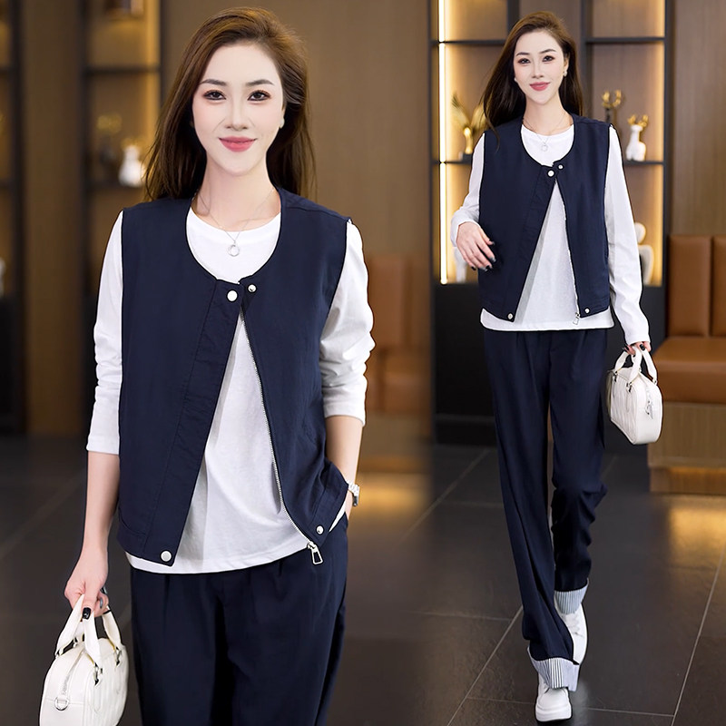 实拍 2025早秋新款气质百搭大码套装女宽松直筒裤垂感三件套潮,女装/女士精品,大码套装,淘宝优惠券,粉丝福利购,淘宝优惠卷