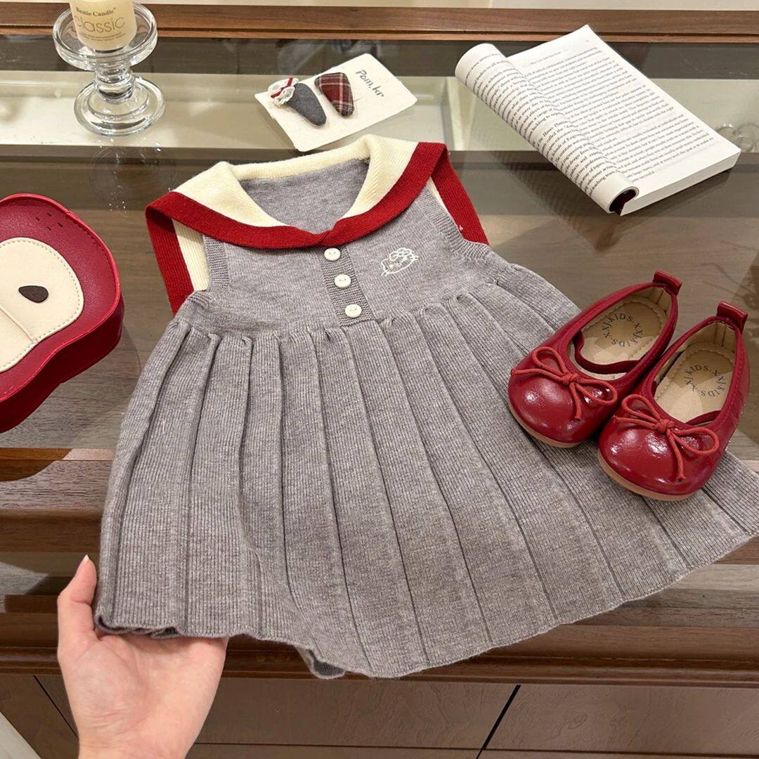女童秋季针织连衣裙2025新款中小童学院风儿童裙子宝宝公主裙春秋