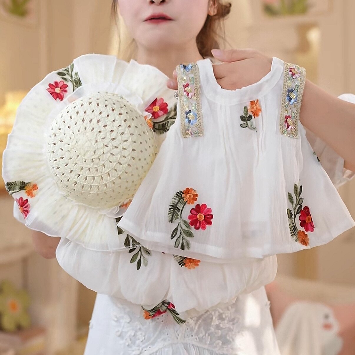 女童夏装套装2026新款中小童儿童洋气背心两件套宝宝无袖衣服时髦