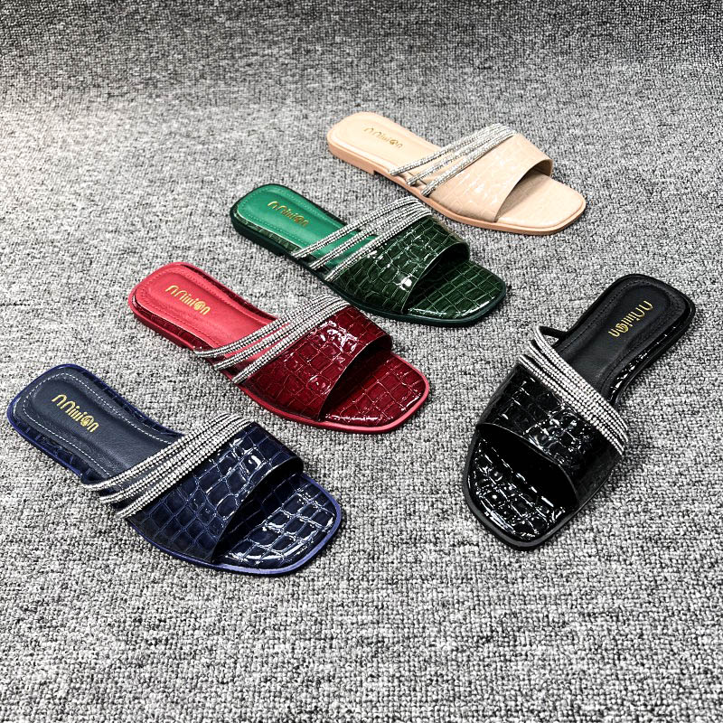 新品ladies slippers shoes时尚新款平底女拖鞋凉拖一字拖鞋外穿