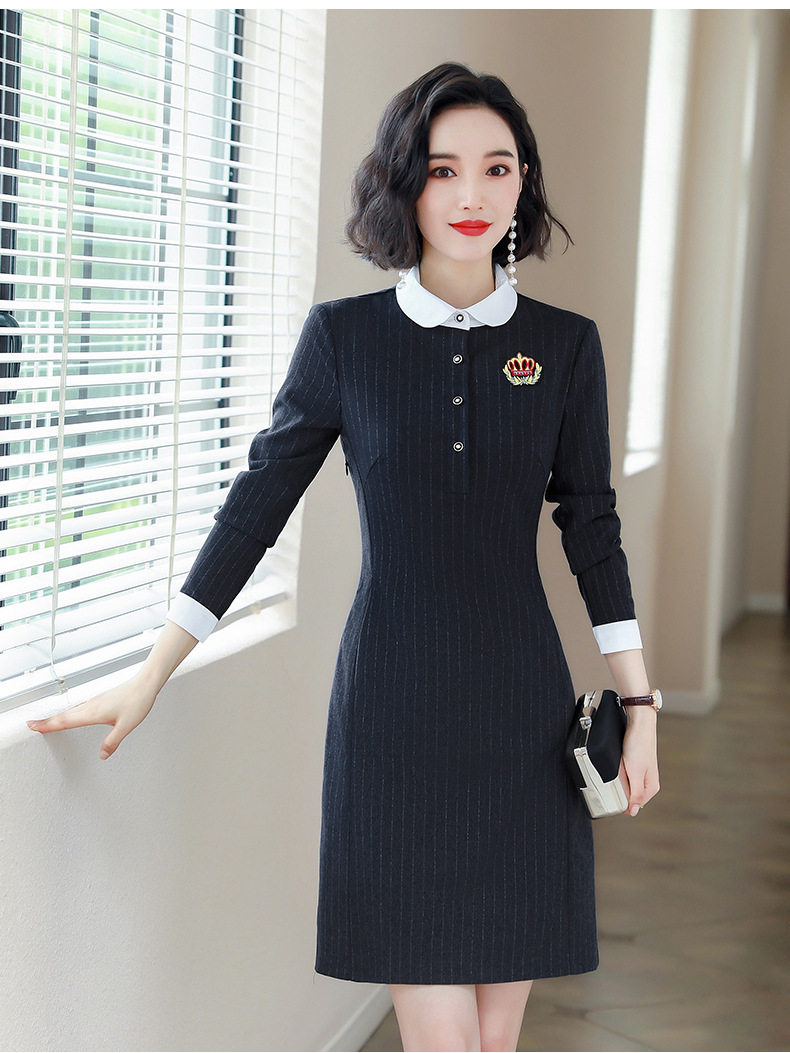 秋天职业装连衣裙子老师幼师面试加肥加大版工作服上班工衣OL工装