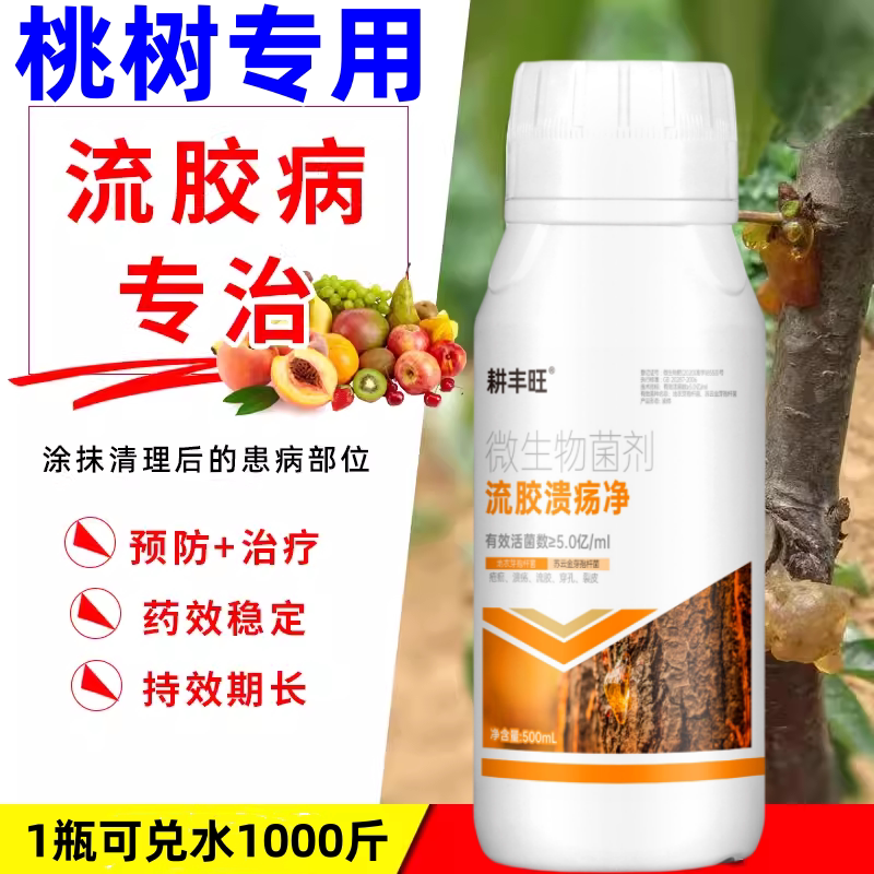 桃树流胶病专用药桃树穿孔溃疡疮痂病果树流胶一喷净桃树流胶专用