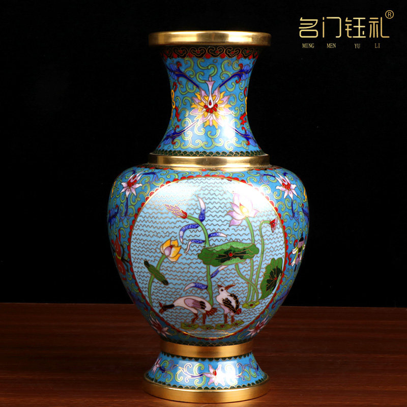 北京景泰蓝10寸铜器仿古花瓶周其垒中式家居饰品摆件乔迁贺寿礼物