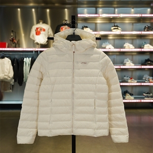 李宁超轻羽绒服女子2023冬季新款健身系列连帽羽绒外套AYMT092