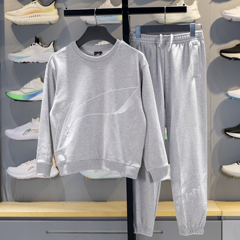 李宁儿童透气套头无帽卫衣套装