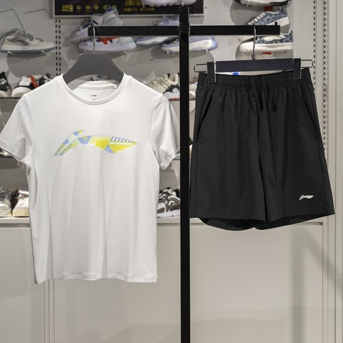 李宁儿童比赛套装男女小大童2025新款排湿速干短裤短袖YATV025