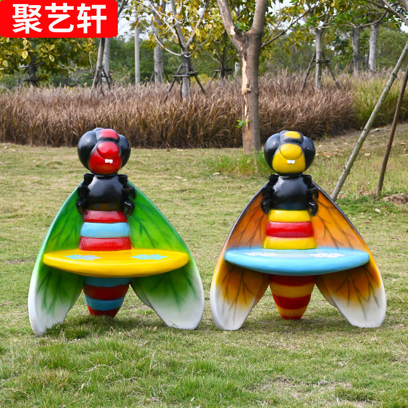 户外玻璃钢雕塑卡通蜜蜂座椅园林景区小品幼儿园美陈装饰落地摆件