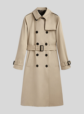 双12忑价 MD女装 双排扣经典百搭中长款风衣翻领修身上衣外套春秋