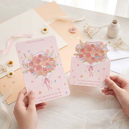 【20张】立体花束折叠教师节贺卡