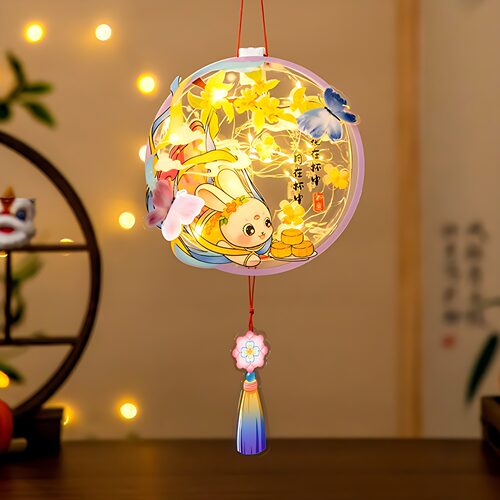 中秋古风兔子发光儿童手提花灯