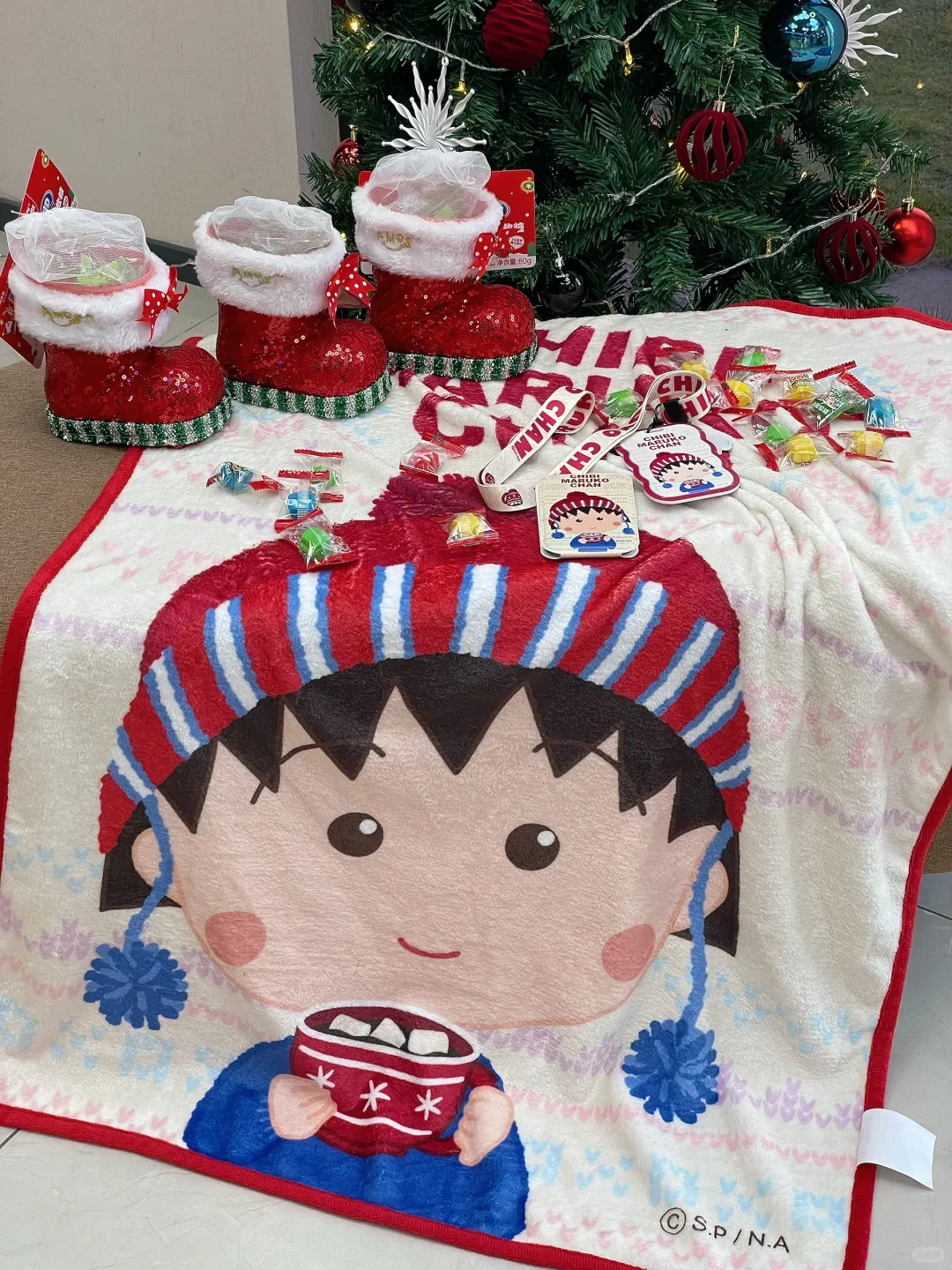 罗森樱桃小丸子冬日福袋毯子可爱卡通毛毯办公室午睡毯子沙发毯子