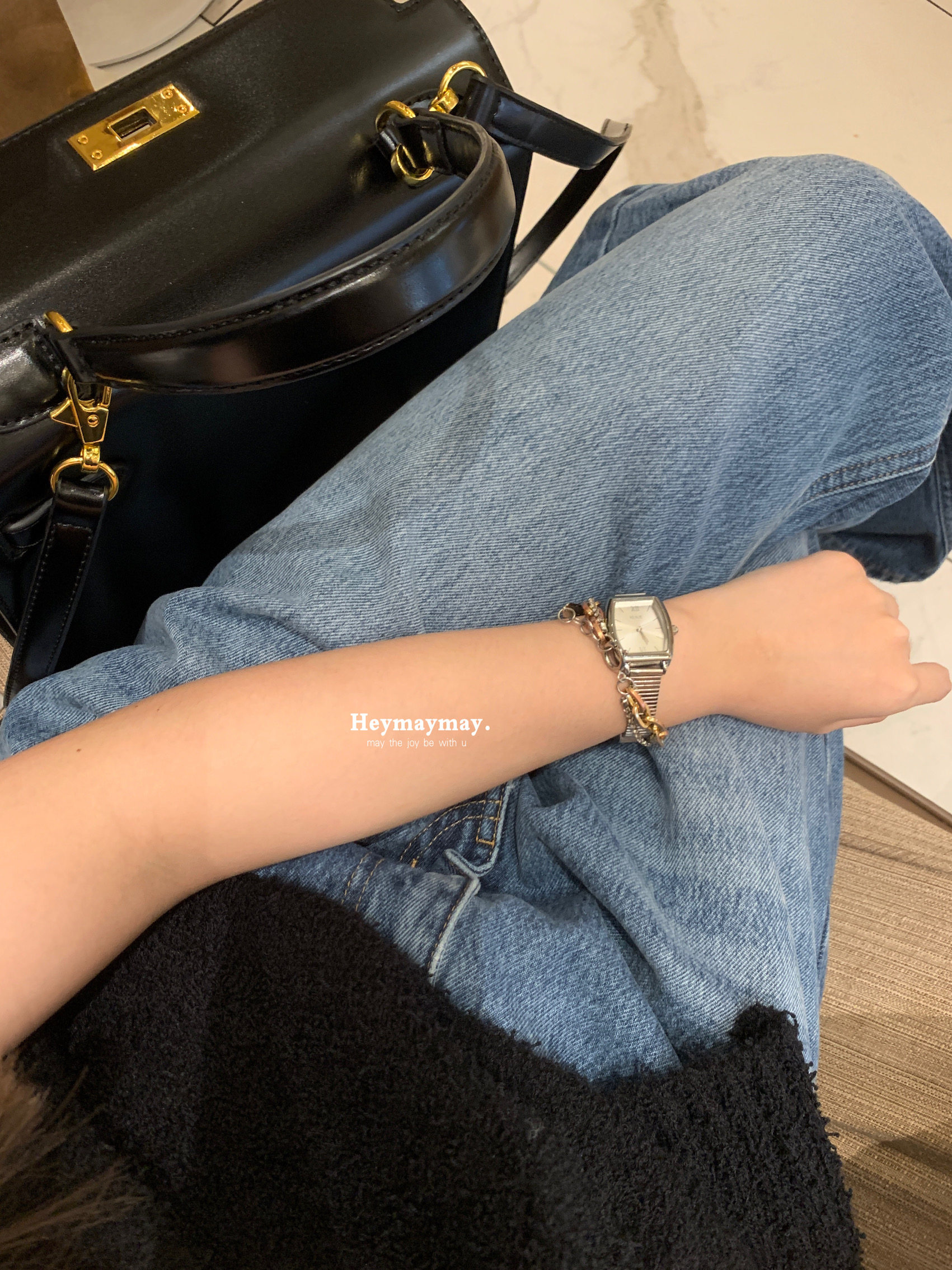 heymaymay  桃花坞 酒桶盘精致显白手表金属表带显手腕细!