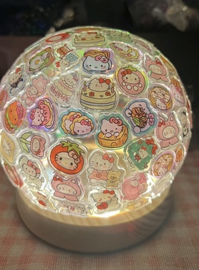 抖音创意亚克力贴片小夜灯KT猫手工diy礼物氛围材料卡通卧室床头
